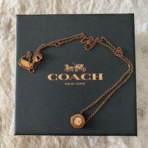 Coach Rose Gold Round Open Circle Necklace sz OS